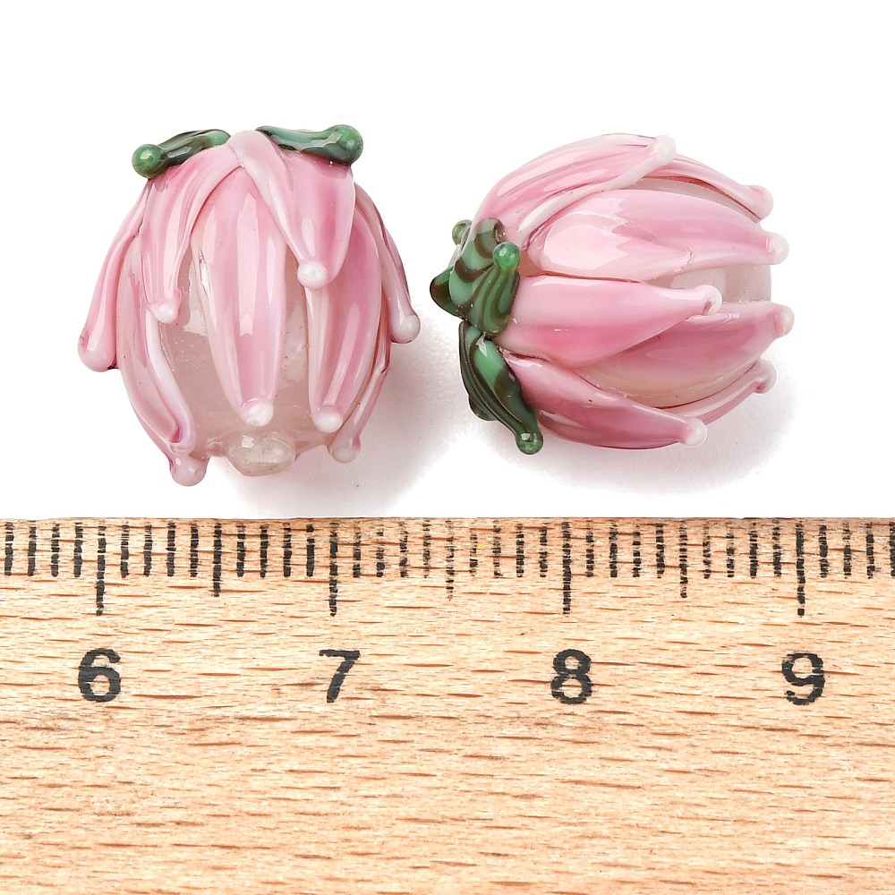 20 個手作りランプワークチューリップビーズカラフルな花ルー - Embellishment Crafts のレビューと価格