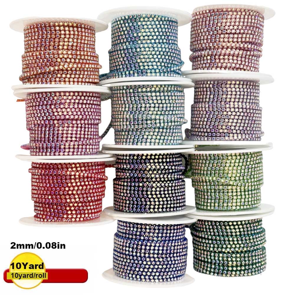 9mの新しい2mmクリスタルABラインストーンカップチェーン - Sew On Rhinestone のレビューと価格