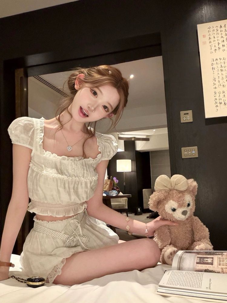 夏のコケットスイート2ピースセット レディース スクエアネッ - Elastic Lace Trim のレビューと価格