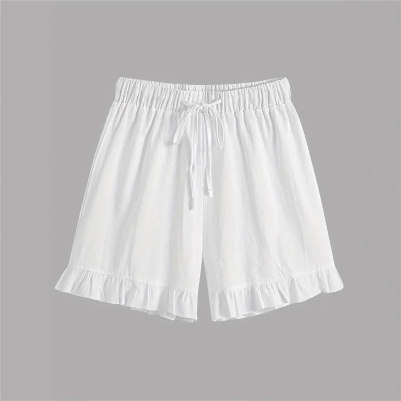 新しい女性用サマー2ピースセット、ホワイトルーズアウトフィッ - Elastic Lace Trim のレビューと価格