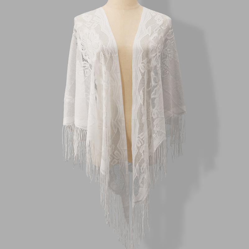 タッセルフリンジ付きブライダルラップ 三角形花柄レースシース - Tassel Fringe Trim のレビューと価格