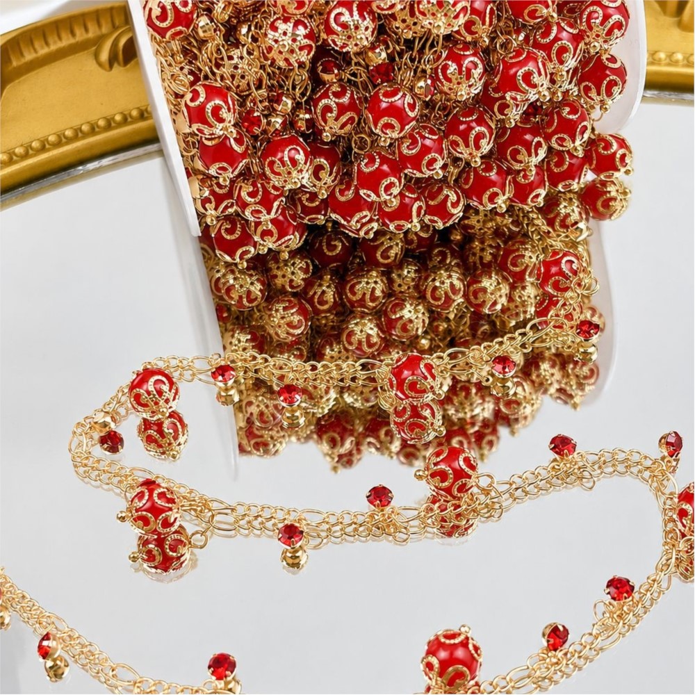 0.5メートル/1メートルガラスビーズラインストーンダングル - Pearl Trim Chain のレビューと価格